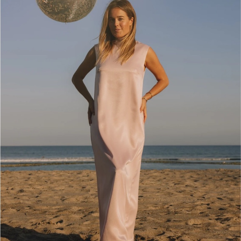 Daily Drills Sleeveless Maxi Dress in Blush Pink